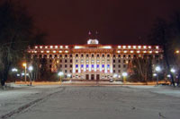 Реализация проекта освещения здания администрации, Тюмень