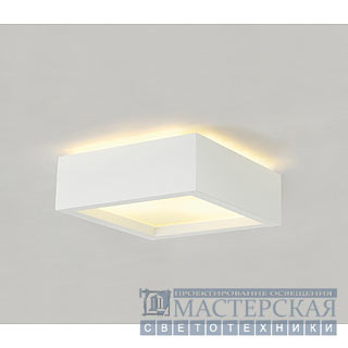 Ceiling luminaire, GL 104 E27, square, white plaster, max. 15W