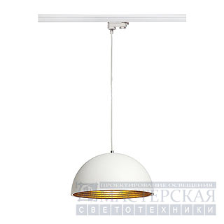 FORCHINI M pendant lamp, 40cm, round, white/gold, E27, with white 3-phase adaptor
