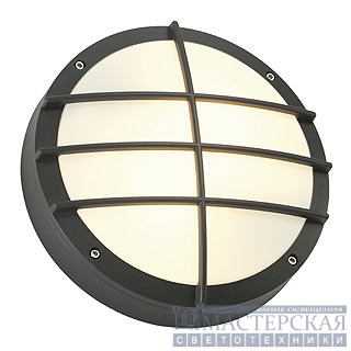 BULAN GRID wall lamp, round, anthracite, E27, max. 2x 25W, PC cover