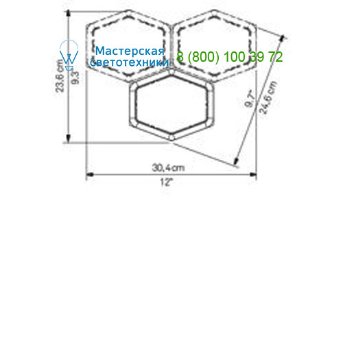 D70K/3-W Luceplan Honeycomb 3 bodies + LED optic Alu  