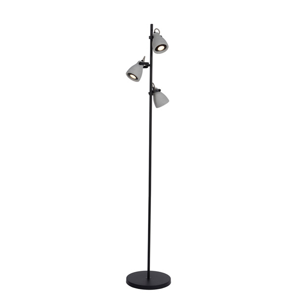 CONCRI LED - Floor lamp - Ø 28 cm - LED - GU10 - 3x5W 3000K - Black Lucide