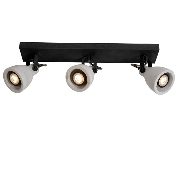 CONCRI-LED - Ceiling spotlight - Ø 9 cm - LED Dim. - GU10 - 3x5W 3000K - Black Lucide