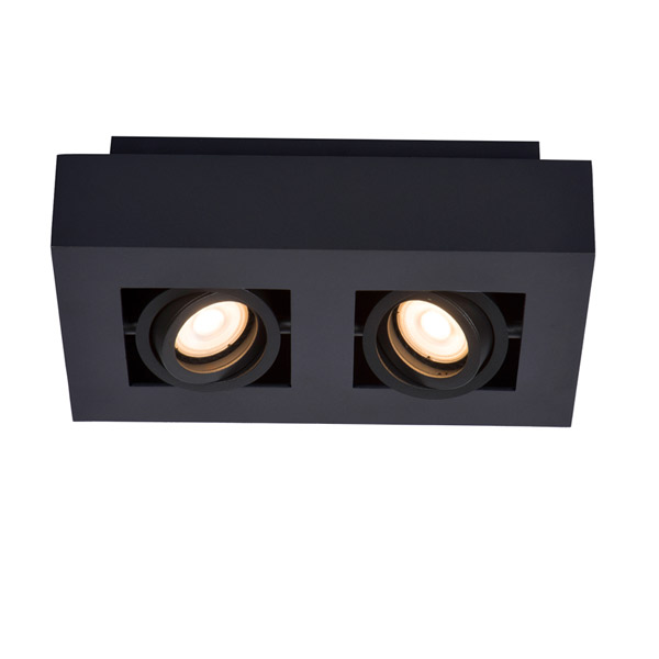 XIRAX - Ceiling spotlight - LED Dim to warm - GU10 - 2x5W 2200K/3000K - Black Lucide