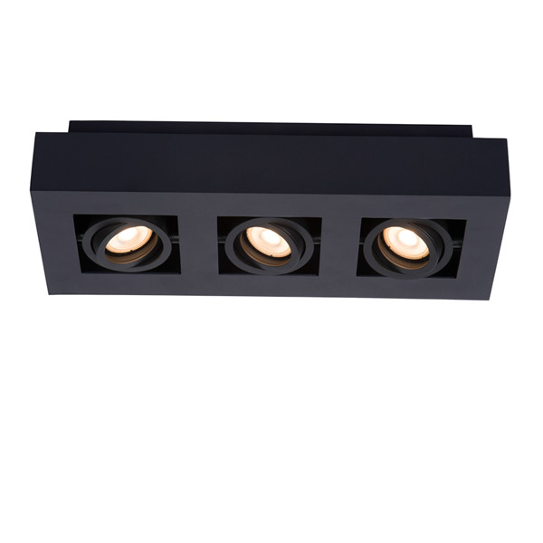 XIRAX - Ceiling spotlight - LED Dim to warm - GU10 - 3x5W 2200K/3000K - Black Lucide