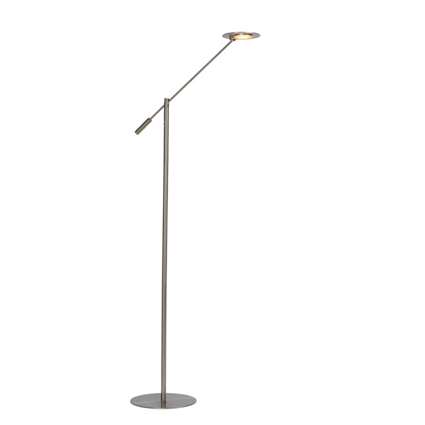 ANSELMO - Floor reading lamp - Ø 25 cm - LED Dim. - 1x9W 3000K - Satin Chrome Lucide