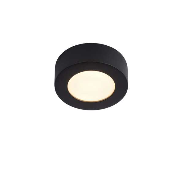BRICE-LED - Flush ceiling light Bathroom - Ø 11,7 cm - LED Dim. - 1x8W 3000K - IP44 - Black Lucide