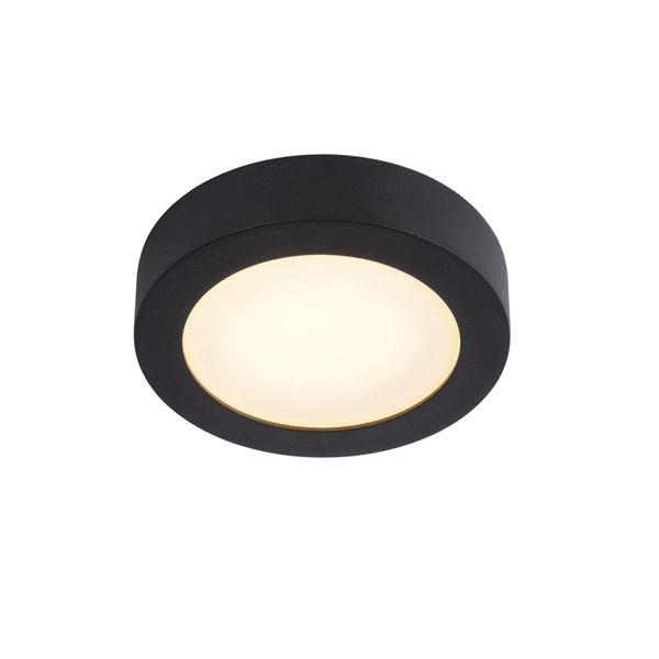 BRICE-LED - Flush ceiling light Bathroom - Ø 18 cm - LED Dim. - 1x11W 3000K - IP44 - Black Lucide