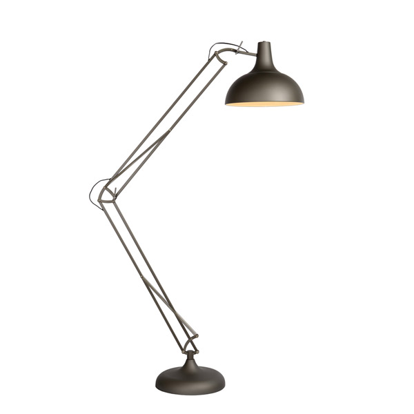 WATSIE - Floor reading lamp - E27 - Grey iron Lucide