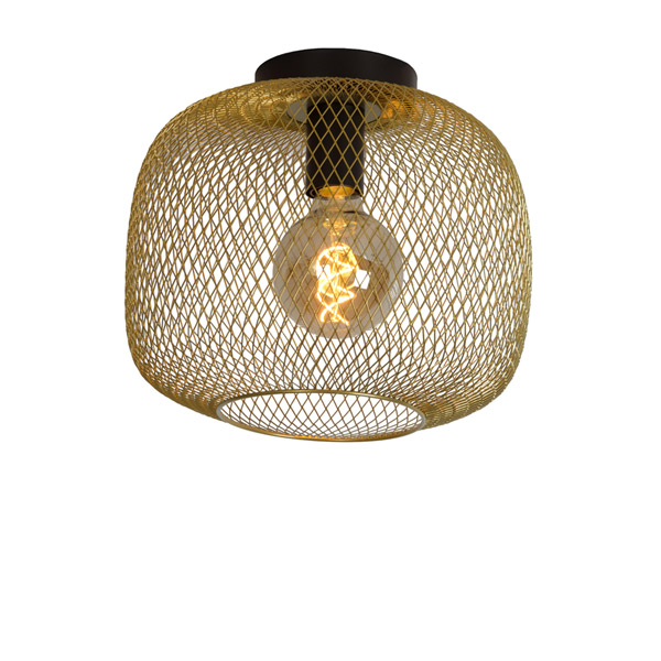 MESH - Flush ceiling light - Ø 30 cm - E27 - Matt Gold / Brass Lucide