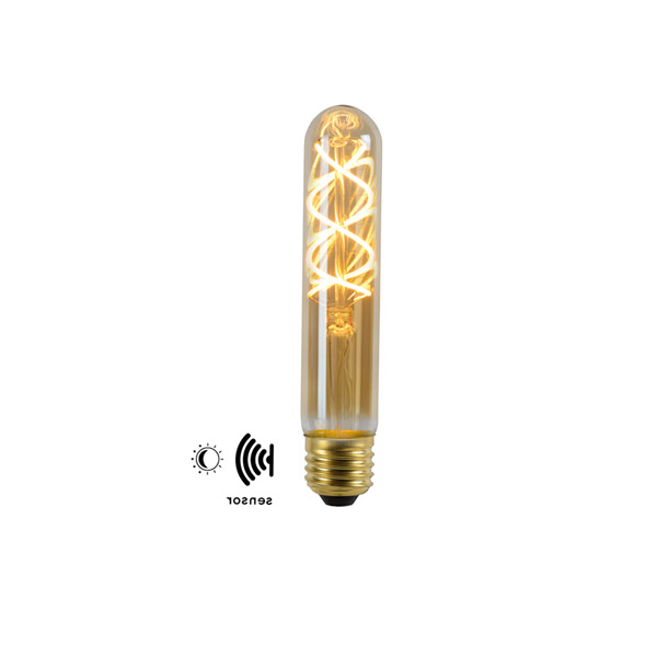 LED BULB TWILIGHT SENSOR - Filament bulb Outdoor - Ø 3 cm - LED - E27 - 1x4W 2200K - Amber Lucide