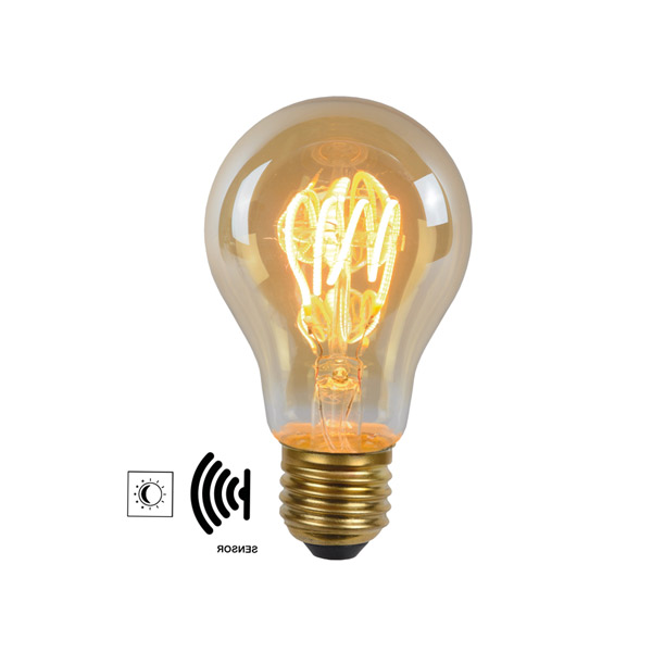 LED BULB TWILIGHT SENSOR - Filament bulb Outdoor - Ø 6 cm - LED - E27 - 1x4W 2200K - Amber Lucide