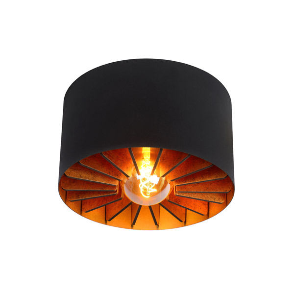ZIDANE - Flush ceiling light - Ø 30 cm - E27 - Black Lucide