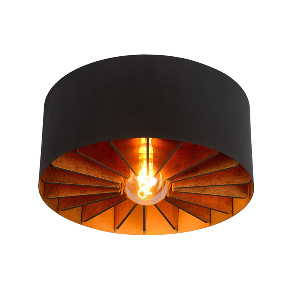 ZIDANE - Flush ceiling light - Ø 40 cm - E27 - Black Lucide