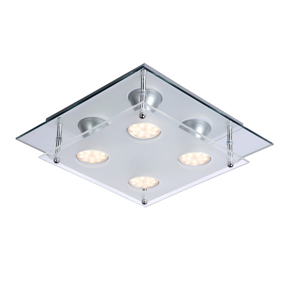 READY-LED - Flush ceiling light - LED - GU10 - 4x3W 3000K - Chrome Lucide