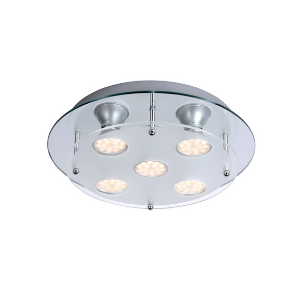READY-LED - Flush ceiling light - Ø 30 cm - LED - GU10 - 5x3W 3000K - Chrome Lucide