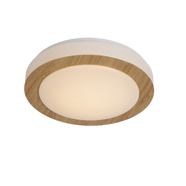 DIMY - Flush ceiling light Bathroom - Ø 28,6 cm - LED Dim. - 1x12W 3000K - IP21 - Light wood Lucide