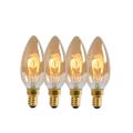 49043/14/62 Lucide Lamp LED Filament Candle 4x 3W 115M 2200K Amber  