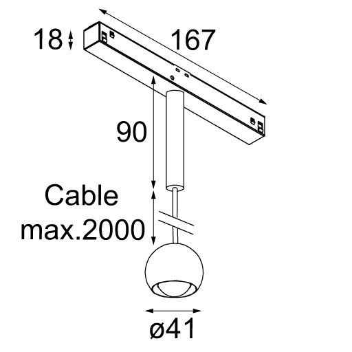  Marbulito suspension track 48V 1xLED 1-10V Modular  
