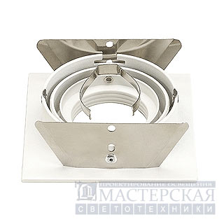 NEW TRIA I GU10 downlight, square, matt white, max. 50W, incl. metal-plate springs