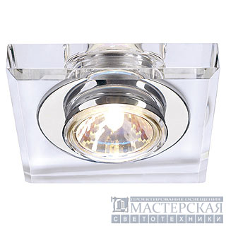 CRYSTAL I downlight, square, chrome/crystal clear, MR16, max. 35W