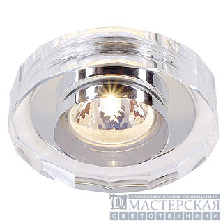 CRYSTAL II downlight, round, chrome/crystal clear, MR16, max. 35W