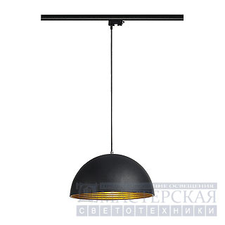 FORCHINI M pendant lamp, 40cm, round, black/gold, E27, with black 3-phase adaptor