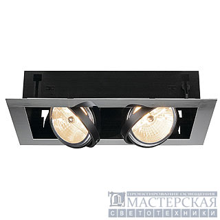 AIXLIGHT FLAT DOUBLE QRB111 recessed luminaire, chrome / matt black, max. 50W