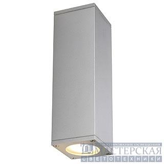 THEO UP/DOWN OUT wall lamp, square, silvergrey GU10, max. 2x35W