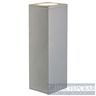 THEO UP/DOWN OUT wall lamp, square, silvergrey GU10, max. 2x35W
