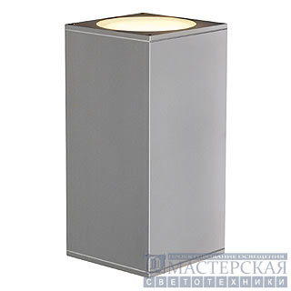 BIG THEO UP/DOWN OUT wall lamp , square, silvergrey, ES111, max. 2x75W