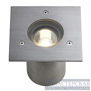 N-TIC PRO GU10 recessed spot, square, stainless steel 316 brushed, max. 35W, IP67